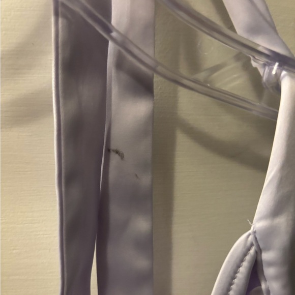 Peppermayo Lavender Satin Halter Mini Dress with Front Ring Detail - Picture 4 of 7